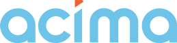 Acima logo with light blue lowercase letters and a small red accent above the letter 'i'.